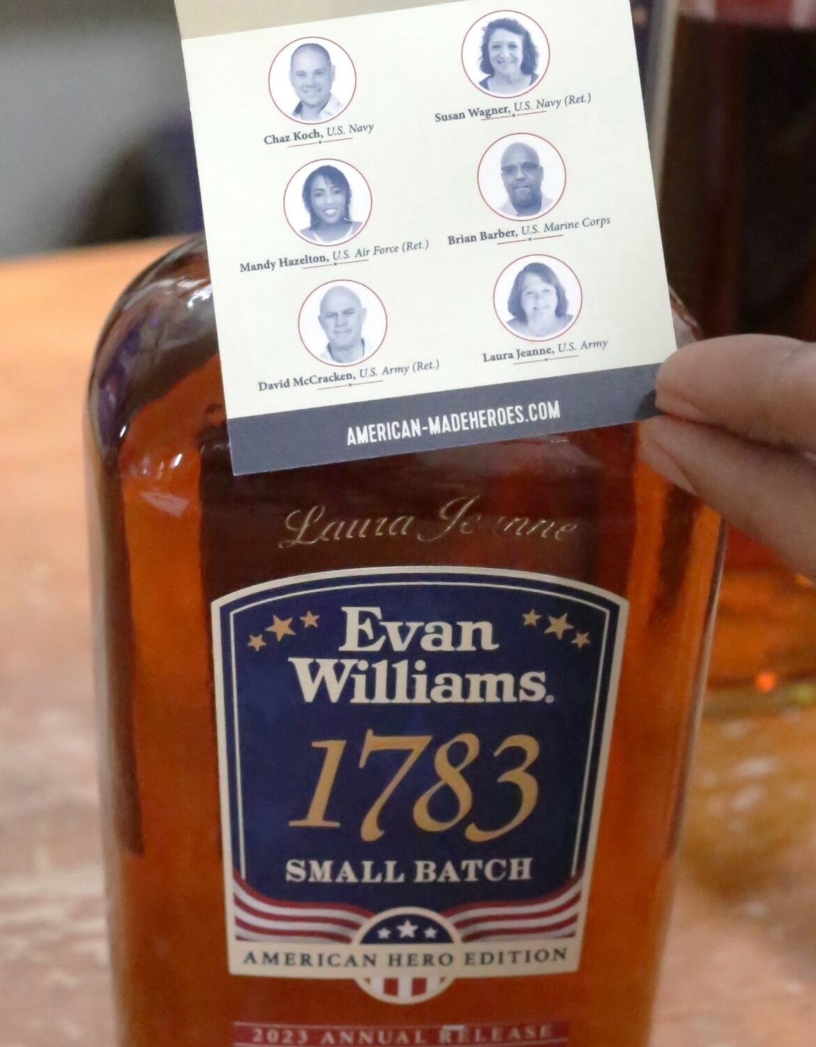One of the special bourbons distilled by Evan Williams recognizing Jeanne and her work with Adapt-Able.